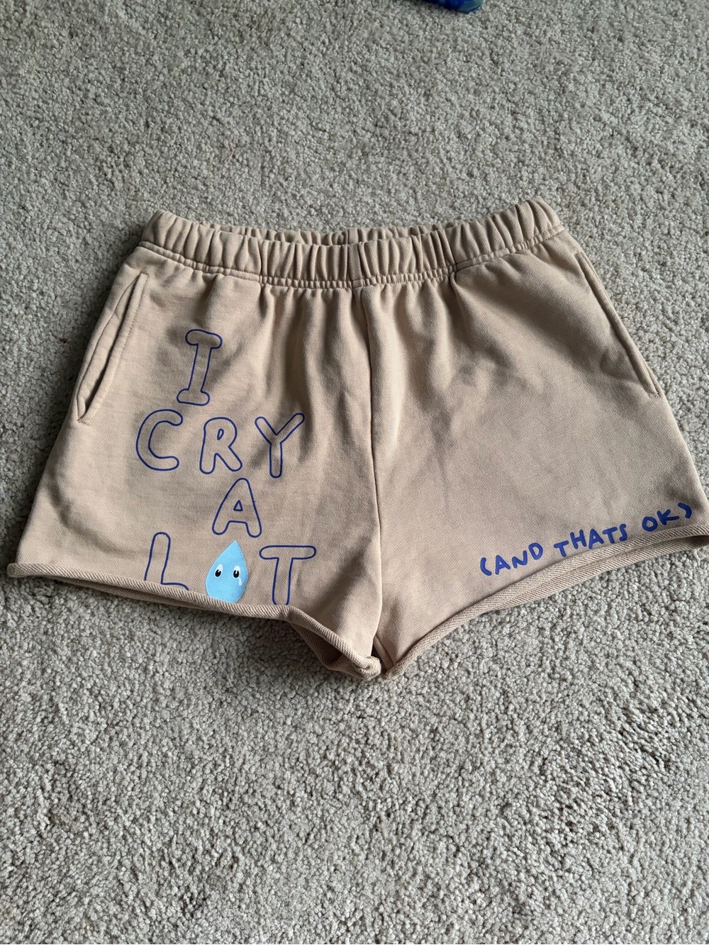 The Mayfair group I cry a lot and that’s ok shorts beige graphic small/medium